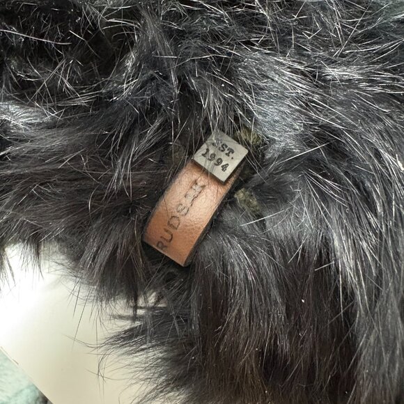 Rudsak Black Khaki 100% Rabbit Fur Toque Hat with Pom Pom Winter Warm Soft - Picture 2 of 4
